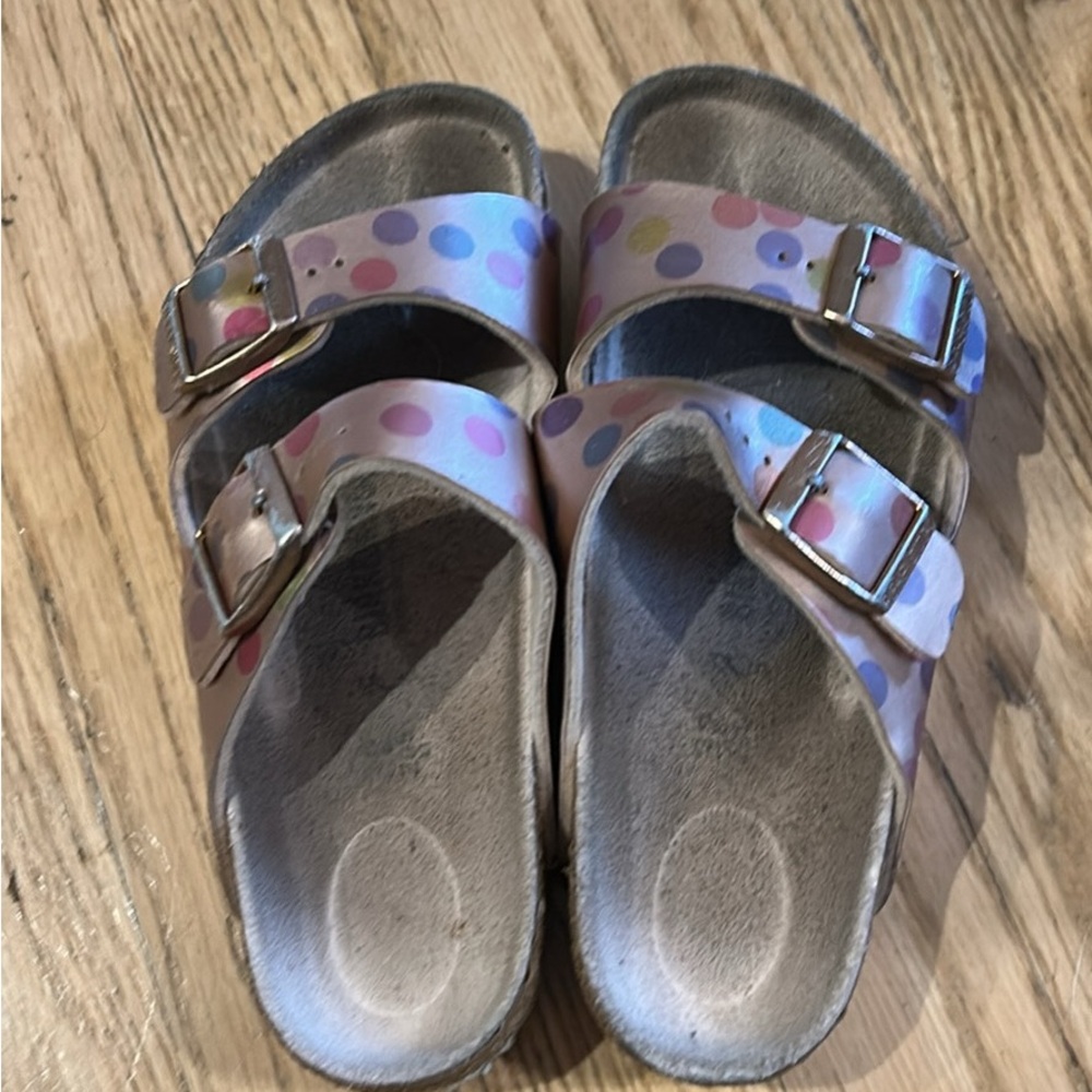 Kids Birkenstock Pink Polka Dot Double-Buckle Sandals Size 205